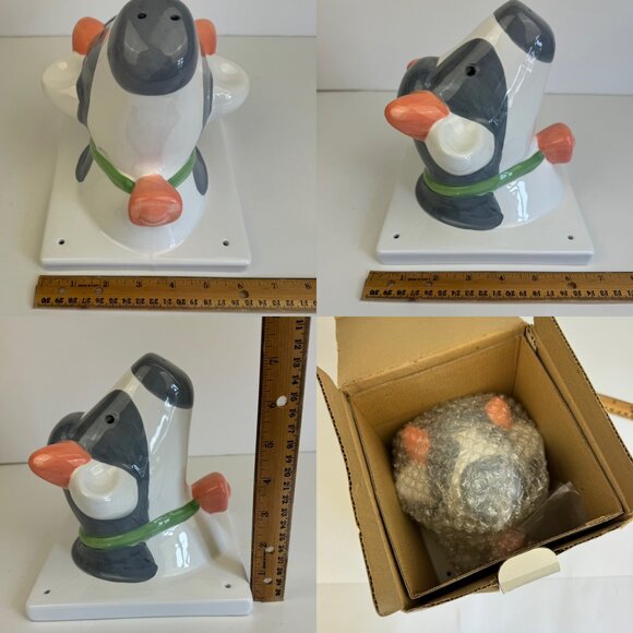 Vtg Himark Ceramic Cow Bull Farm Wall Mount Towel Holder Peaches n Cream w Box - Picture 4 of 15